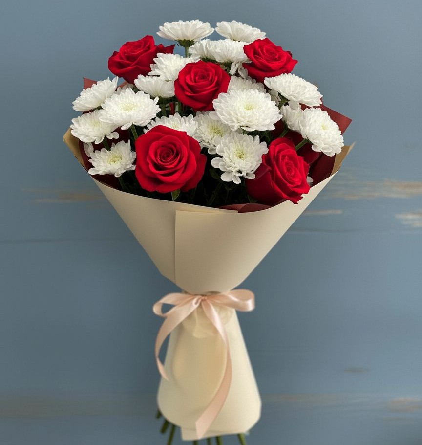 Букет цветов из: Розы и Хризантемы в Расшеватской