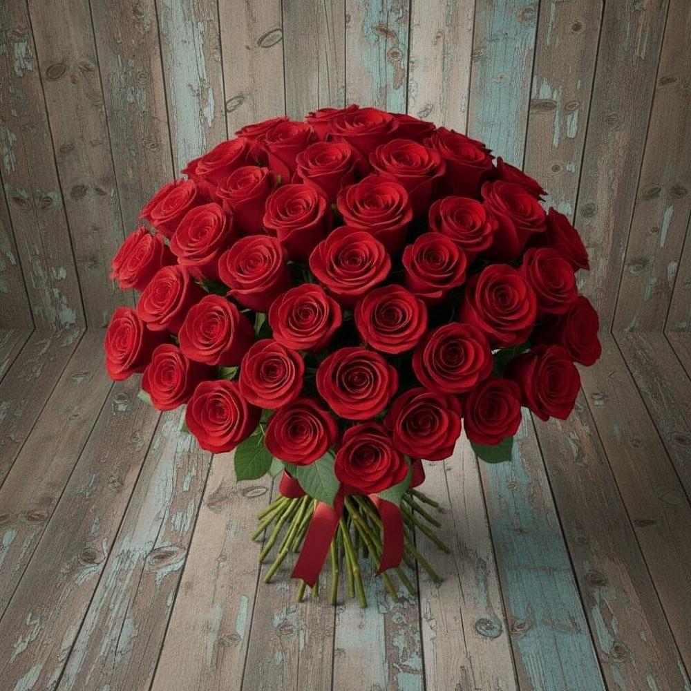 Букет 55 Красных роз Фридом в Расшеватской