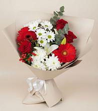Букет цветов из:  Розы, Хризантемы, Герберы и Лилии в Расшеватской