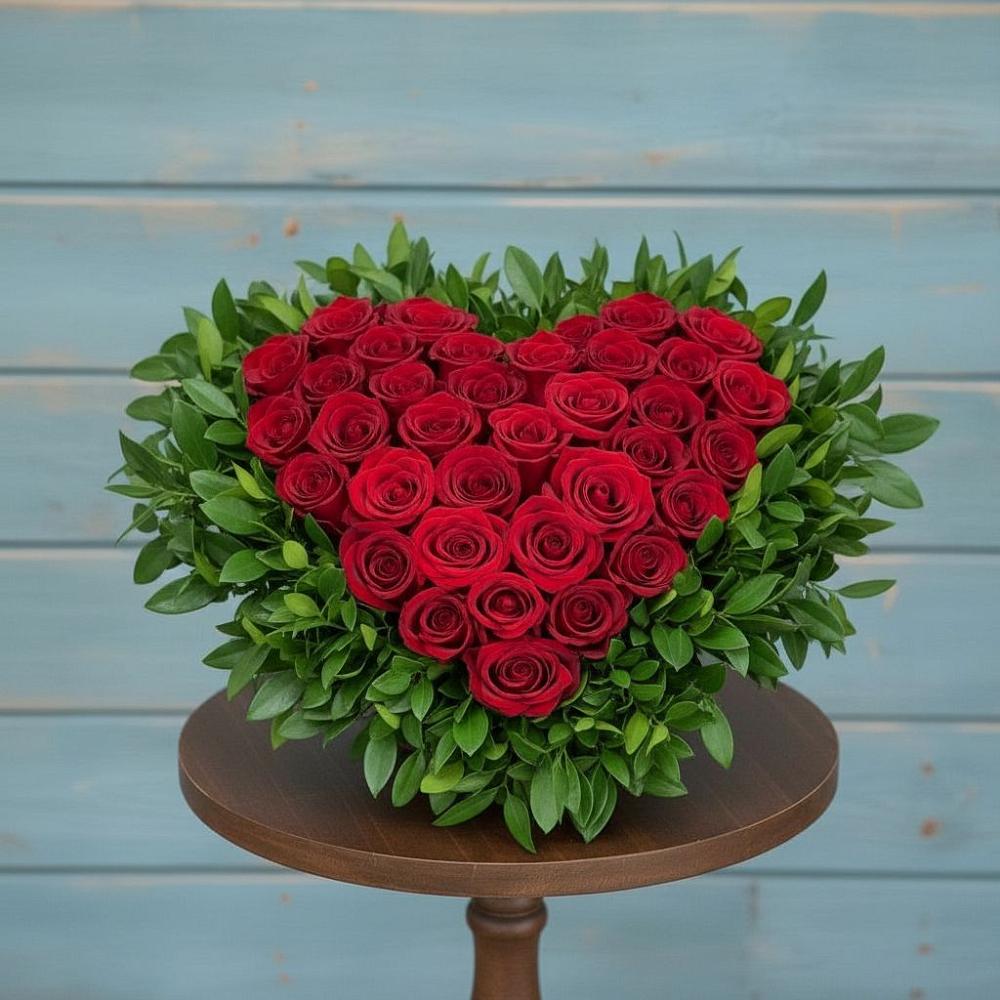 Цветочная композиция из Розы в виде сердца в Расшеватской