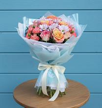 Букет цветов из:  Хризантемы и Розы в Расшеватской